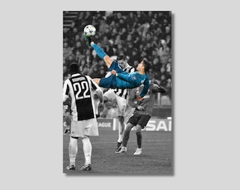 Cristiano Ronaldo Poster, Ronaldo Poster, Football Poster, bicycle kick, Canvas poster Home Deco Living Room Overhead Kick Cristiano Ronaldo