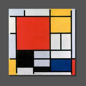 Piet Mondrian Composition Red, Yellow, Blue, Black Canvas Wall Art, Piet Mondrian Poster Print, Piet Mondrian Paintings