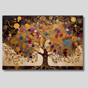 Tree of life Gustav Klimt Canvas Wall Art, Yggdrasil Wall Art, Tree of life Poster Print, Tree of Life Paintings, Celtic Tree Canvas Print