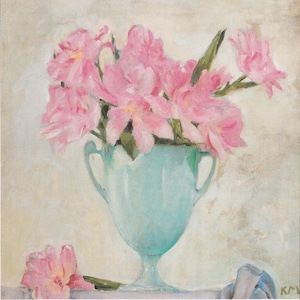 Koloman Moser, Erblühte Papageientulpen Canvas Print Wall Art,Works by Moser,Still-life paintings of flowers in vases,Art Reproduction