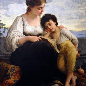 Adélaïde Salles-Wagner La Leçon de lecture Canvas Print Wall Art,Wagner Print,Wagner Poster,Salles-Wagner Painting,Art Reproduction