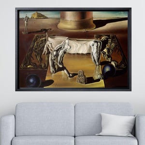 Salvador Dali Invisible Lion, Horse, Sleeping Woman Poster 1930, Salvador Dali Print, Surrealism art, Salvador Dali Framed Canvas Paintings