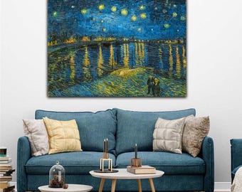 Vincent Van Gogh Starry Night Over the Rhone 1888 Canvas Print Wall Art,Van Gogh Poster,Van Gogh Painting,Gogh Canvas,Art Reproduction