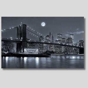 Brooklyn Bridge Canvas Wall Art, Brooklyn Bridge Poster Print, Extra Large Wall Art, Brooklyn Bridge Paintings, Bridge Lanscape Print
