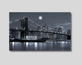 Brooklyn Bridge Canvas Wall Art, Brooklyn Bridge Poster Print, Extra Large Wall Art, Brooklyn Bridge Paintings, Bridge Lanscape Print