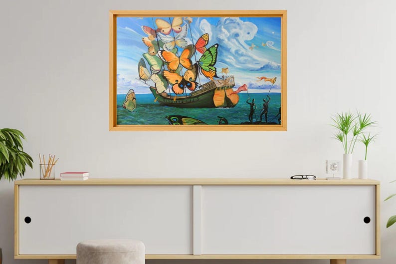 Salvador Dali Ship With Butterfly Sails Canvas Art, Salvador Dali Print ...