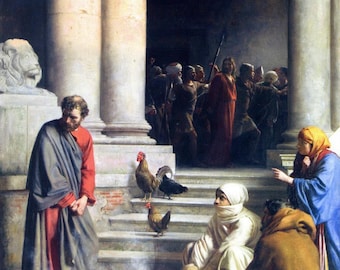 Carl Bloch Verleugnung Jesu Durch Petrus Canvas Print Wall Art,Carl Bloch Poster,Carl Bloch Peter's Denial Painting,Carl Bloch Print