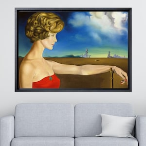 Salvador Dali Young Woman in a Landscape Poster 1959, Salvador Dali Print, Surrealism art, Salvador Dali Framed Canvas Paintings