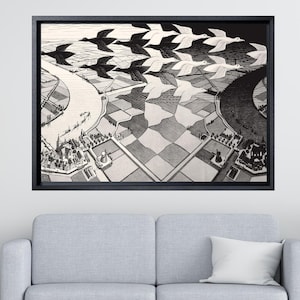 Day and Night by Maurits Cornelis Escher Canvas Wall Art, Escher Canvas Print Art, Escher Canvas Poster, Escher Framed Canvas Wall Art