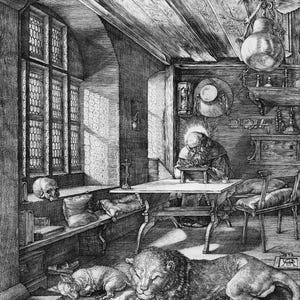 Albrecht Dürer Der Heilige Hieronymus in Seiner Studie 1514 Leinwanddruck Wandkunst,Dürer Druck,Dürer Malerei,Dürer Poster,Kunstreproduktion