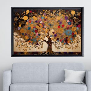 Tree of life Gustav Klimt Canvas Wall Art, Yggdrasil Wall Art, Tree of life Poster Print, Tree of Life Paintings, Tree Framed Gallery Canvas