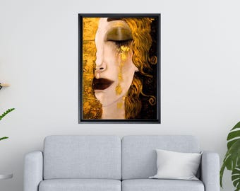 Gustav Klimt Golden Tears Canvas Wall Art, Klimt Freyas Tears, Gustav Klimt Framed Canvas, Gustav Klimt Paintings, Gustav Klimt Poster Print