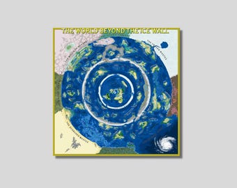 Il mondo oltre il muro di ghiaccio Mappa tela Arte murale, Galleria di mappe della Terra piatta Tela, Poster mappa della Terra piatta, Grande stampa mappa del mondo