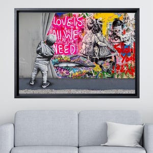 Banksy Love is All We Need Canvas Wall Art, Banksy Love is All We Need Print, Banksy Canvas Poster,Banksy Home Decor, Banksy Framed Canvas