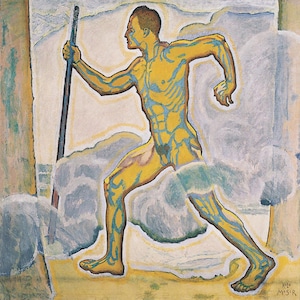 Koloman Moser, Der Wanderer Canvas Print Wall Art,Works by Moser,The Wayfarer, by Koloman Moser,Paintings of standing males,Art Reproduction