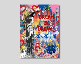 Banksy Canvas Wall Art, Graffiti Wall Decor, Graffiti Poster Print Art, Banksy Paintings, Banksy Street Art, Christmas Gift