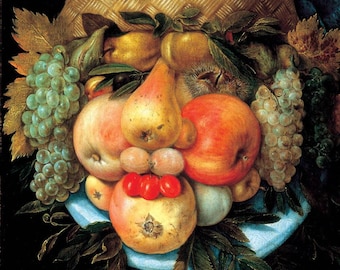 Giuseppe Arcimboldo Reversible Head with Basket of Fruit 1590 Canvas Wall Art,Arcimboldo Painting,Arcimboldo Print,Art Reproduction