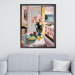 Henri Matisse Safrano Rosas en la ventana, lienzo para pared, póster de Henri Matisse, pinturas de Henri Matisse, lienzo enmarcado de Henri Matisse