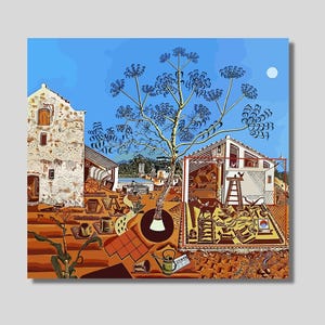 Joan Miro Canvas Wall Art, &quot;The Farm&quot; Painting Exhibition Poster, Joan Miro Print Wall Art, Surrealism Art, Classic Paintings