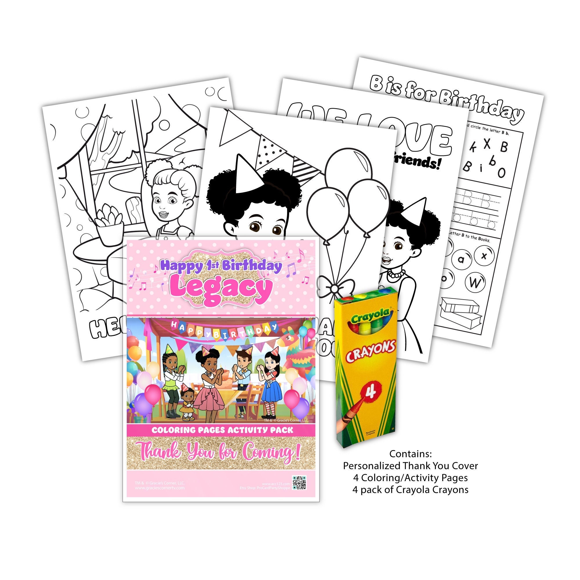 Gracie's Corner Party Favor, Coloring Book Pages Packs, 8 Count