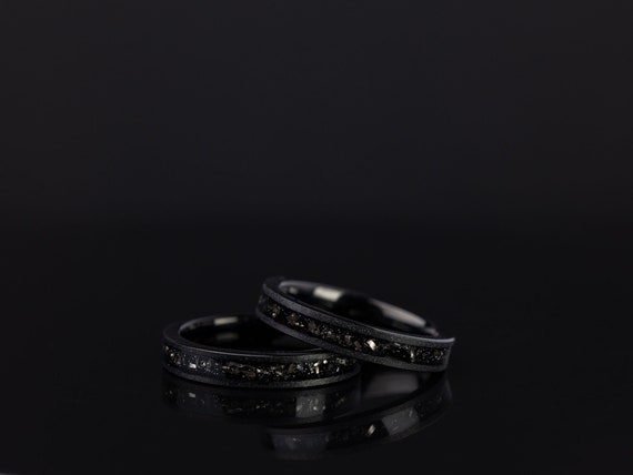 Black Tungsten Meteorite Ring: Sandblasted Wedding Band (4mm)