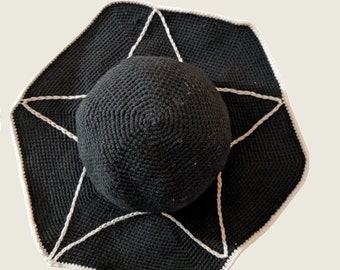 Star/Pentagram Sun Hat Crochet Pattern,  Enchanting, Witchy, Bo-Ho, Gothic style accessory, great for beginners