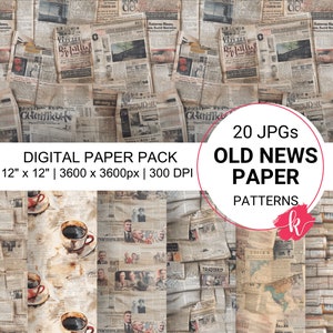 Old Newspaper Digital Paper, Seamless Pattern, Retro Digital Paper, Vintage Clipart, Old Photo Watercolor Digital Paper, Free Commercial Use