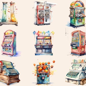 Arcade Game Watercolor Clipart Bundle, Retro Arcade Machine, Gaming ...