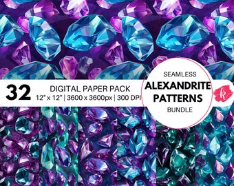 Alexandrite Gemstone Seamless Digital Paper, Purple Sharp Jewel Graphics, Purple Gemstone, Scrapbooking, Printable Patterns, Commercial Use