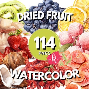 Fruits secs Aquarelle Clipart, Fruits Bundle, Fruit Clip Art, Utilisation commerciale, Pngs transparents de haute qualité, Images haute résolution, Fruits Png