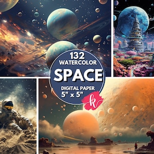 Weltraum digitale Papiere Bundle, Sonnensystem ClipArt, Galaxy Planeten PNG, für Kinderzimmer Dekor Planeten, Milchstraße Kinderzimmer Clipart digitaler Download