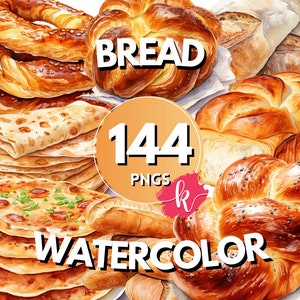 Brot Aquarell Clipart, Bäckerei Clipart, Brotkorb, französisches Baguette PNG, Brezel Clipart, Brot und Brötchen für kommerzielle Nutzung, Backen png