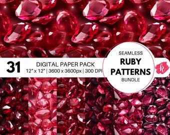 Ruby Gemstone Seamless Digital Paper, Crimson Red Sharp Jewel Graphics, Red Gemstone Paper, Scrapbooking, Printable Patterns, Commercial Use