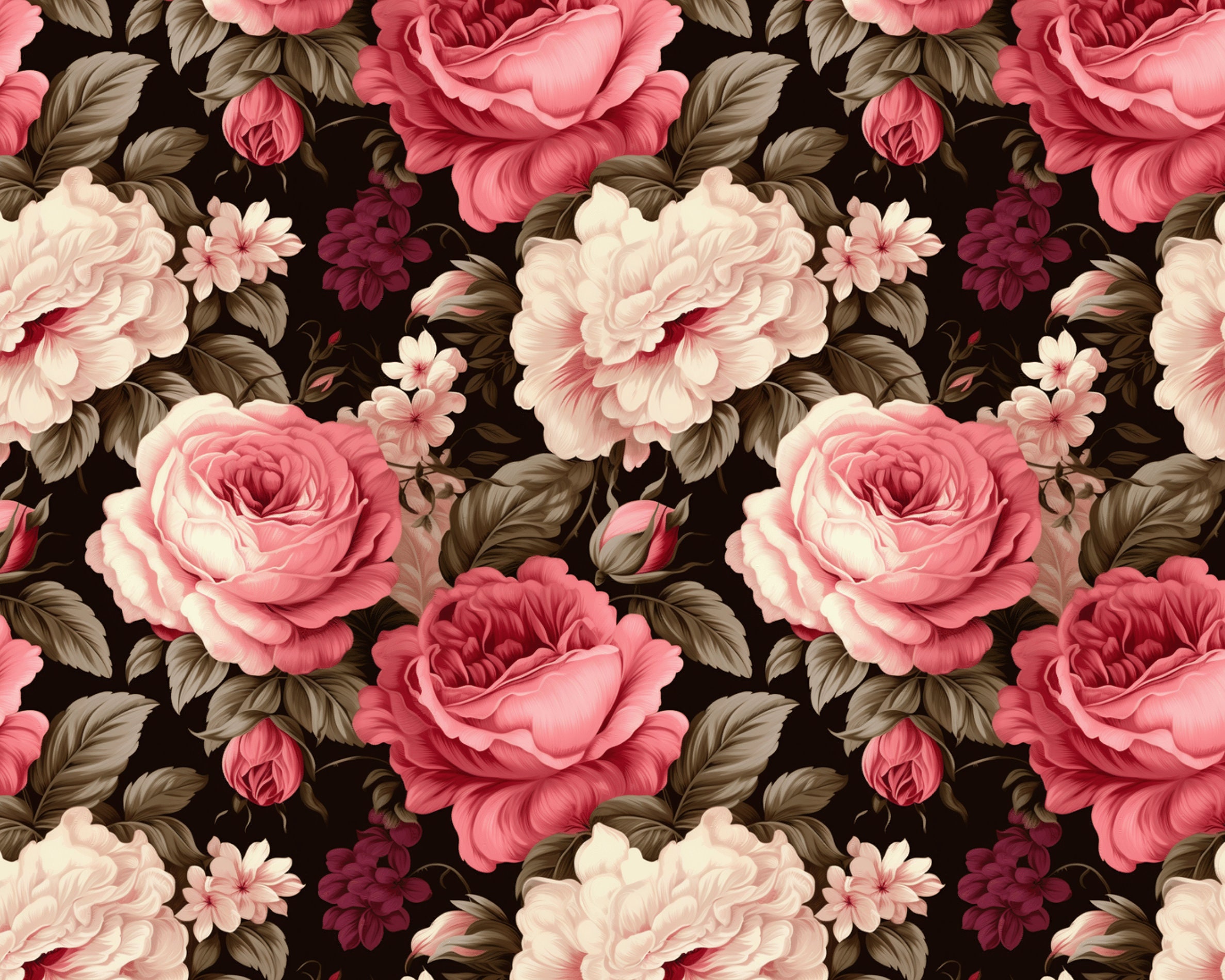 Rose Rococo Digital Paper Flower Digital Paper Floral - Etsy