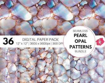 Elegant Pearl Opal Seamless Pattern, Digital Art for Versatile Designs, Printable Scrapbook Paper, Gemstone Pattern, Instant Download, Opal