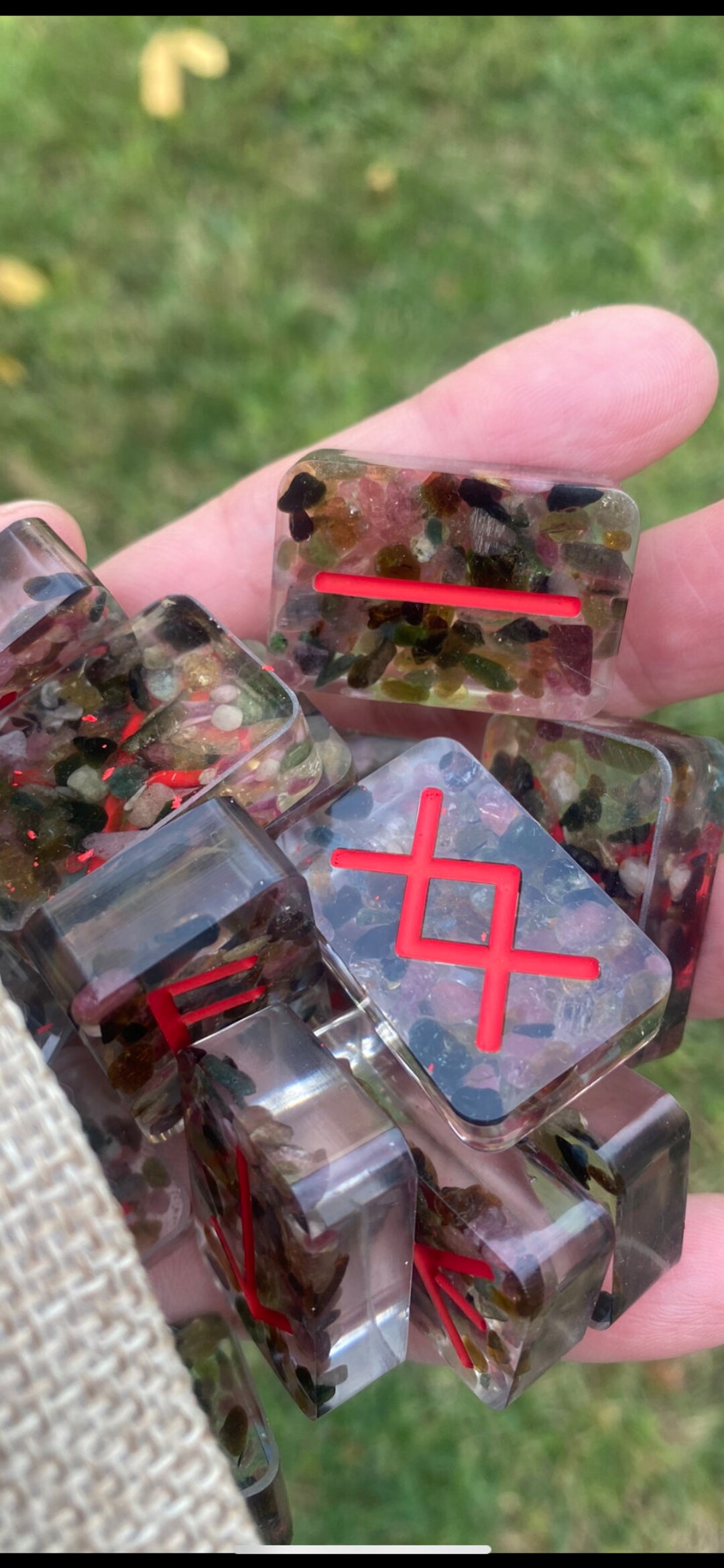 Handmade Runescape Runes Watermelon Tourmaline Resin Runes, Handmade Runes, Elder Futhark Runes ...