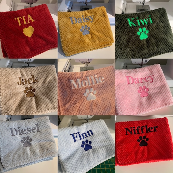 Personalised pet blanket, dog blanket, cat blanket, embroidered blanket, dog name blanket, snuggle blanket dog,