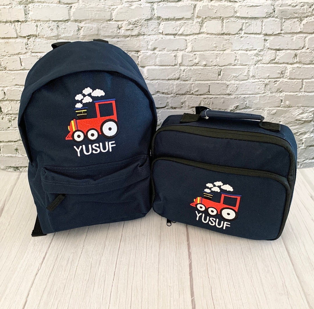 Train Crew Rucksack Personalised Train Backpack and Lunch Bag Set, Train Truck Rucksack ...