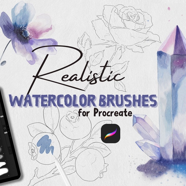 Ensemble de pinceaux aquarelle pour Procreate iPad | Pinceaux procréer | Pinceaux numériques | Toile texturée numérique | Pinceaux pour iPad | Kit de peinture