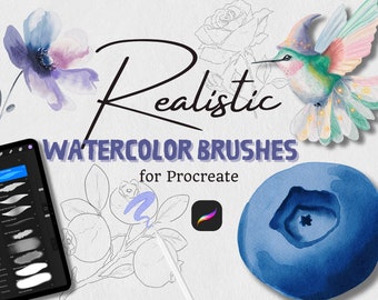 Watercolor Brush set for Procreate iPad | Procreate Brushes | Digital Brushes | Digital Textured Canvas | iPad Brushes | Painting Kit