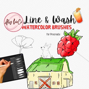 Aquarelpenseel uitlijnen en wassen voor Procreate iPad | Voortplantingsborstels | Digitale penselen | Digitaal canvas met structuur | iPad-penselen