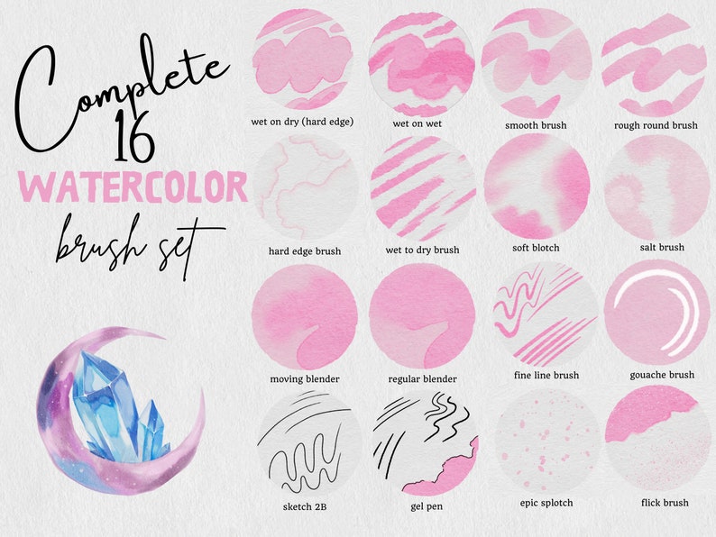 Watercolor Brush set for Procreate iPad | Procreate Brushes | Digital Brushes | Digital Textured Canvas | iPad Brushes | Painting Kit image 2