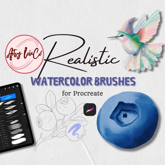 Watercolor Brush set for Procreate iPad | Procreate Brushes | Digital Brushes | Digital Textured Canvas | iPad Brushes | Painting Kit