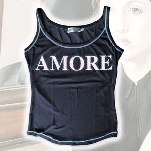 blumarine &quot;AMORE&quot; black vintage top / black tank top blumarine 2000s