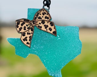 Texas Car Freshie: Custom State Air Freshener with Bow Car Scent