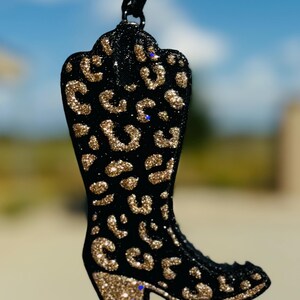 Cheetah Print Cowboy Boot Car Freshie: Western Air Freshener, Car Scent