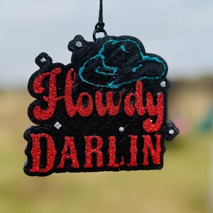 Howdy Darlin Car Freshie, Western Glitter Hat Design, Aroma Beads Car Freshener