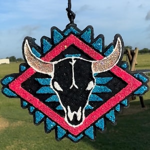 Aztec Design with Bull Freshie/Aztec Freshie/Western Freshie/Air Freshener/Custom Freshie/Freshy/Car Scent/Gifts for her Car Scent