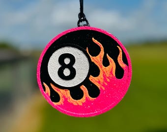 Flaming 8 Ball Car Freshie: Air Freshener Vehicle Accessory