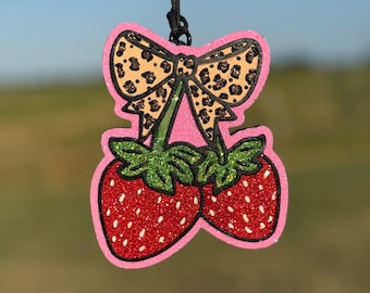 Strawberry Cherries Car Freshie: Handmade Aroma Bead Air Freshener Car Scent